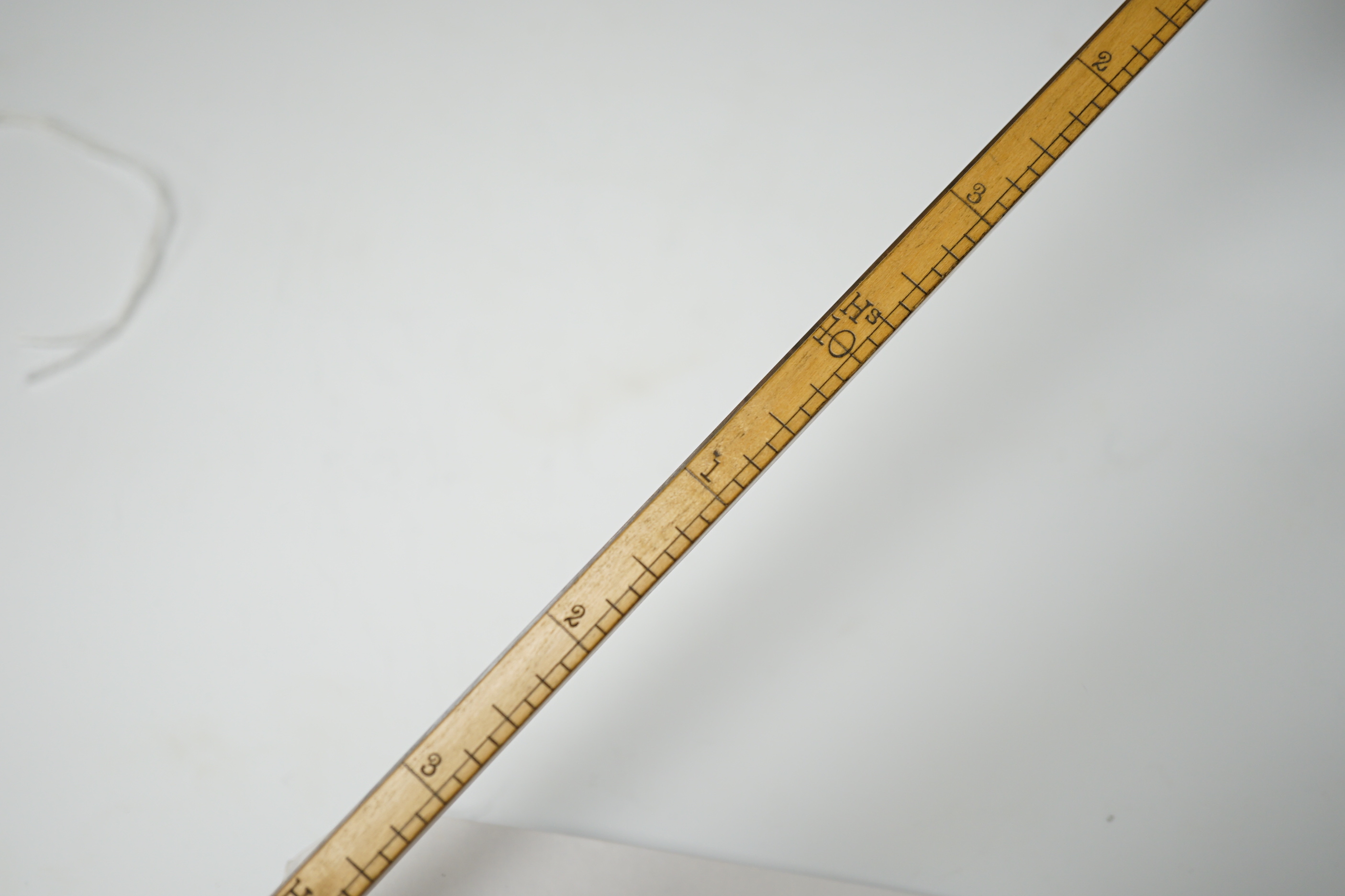 A 19th century cane horse measuring stick with inscription ‘R Fisher Xth R Hussars’, 97cm length